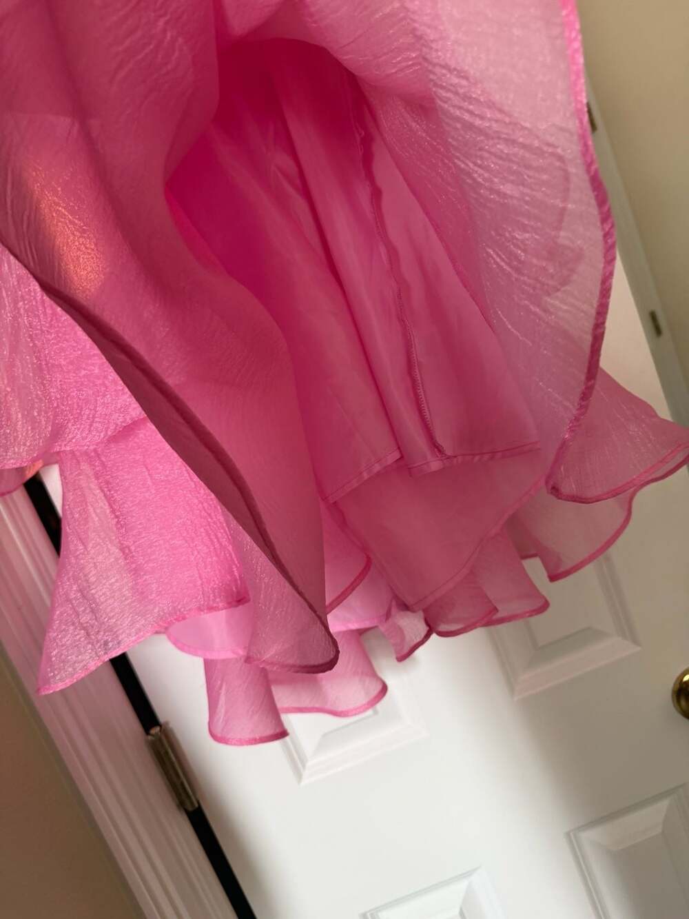 Herringstones Dee Dee Boutique brand Pink Strapless Tiered Organza Mini Dress - Picture 3 of 7